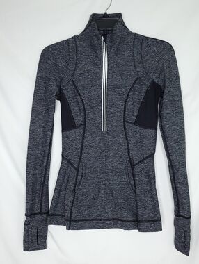 LULULEMON Rulu Pace Setter 1/2 Zip Women's Gray & Black Athletic Pullover Size 4